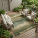 9' X 12' Green And Brown Abstract Washable Indoor Outdoor Area Rug