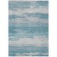 3' X 5' Sky Blue And Blue Abstract Washable Indoor Outdoor Area Rug