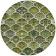 8' Olive Green And Green Round Ogee Washable Indoor Outdoor Area Rug