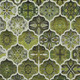9' X 12' Olive Green And Green Ogee Washable Indoor Outdoor Area Rug