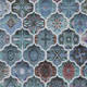 8' X 10' Teal Blue And Graphite Ogee Washable Indoor Outdoor Area Rug