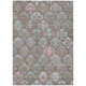 10' X 14' Brown And Silver Ogee Washable Indoor Outdoor Area Rug