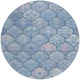 8' Denim Blue And Blue Round Ogee Washable Indoor Outdoor Area Rug