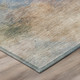 8' Blue And Beige Round Abstract Washable Indoor Outdoor Area Rug