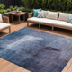 9' X 12' Navy Blue And Sky Blue Abstract Washable Indoor Outdoor Area Rug