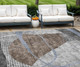 10' X 14' Chocolate Gray And Charcoal Abstract Washable Indoor Outdoor Area Rug