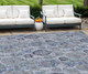 8' X 10' Navy Blue And Sky Blue Damask Washable Indoor Outdoor Area Rug