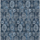 10' X 14' Navy Blue And Denim Blue Damask Washable Indoor Outdoor Area Rug