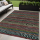 5' X 8' Black Green And Gold Striped Washable Indoor Outdoor Area Rug