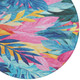 8' Sky Blue And Pink Round Floral Washable Indoor Outdoor Area Rug