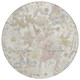 8' Ivory Beige And Linen Round Floral Washable Indoor Outdoor Area Rug