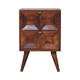24" Chestnut Solid Wood Square Carved Geometric Two Drawer Nightstand