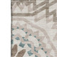 5' X 8' Beige Teal And Brown Geometric Washable Area Rug With UV Protection