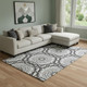 9' X 12' White And Black Geometric Washable Area Rug With UV Protection