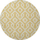 8' Gold And Ivory Geometric Washable Round Rug With UV Protection