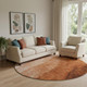 8' Chili Red And Ivory Ombre Washable Round Rug With UV Protection