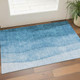 3' X 5' Teal And Ivory Ombre Washable Area Rug With UV Protection