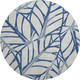 8' Navy Blue And Beige Floral Washable Round Rug With UV Protection