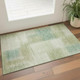3' X 5' Artichoke Green Teal Blue And Beige Abstract Washable Area Rug With UV Protection