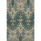 8' X 10' Emerald Gold And Gray Ikat Washable Area Rug With UV Protection