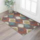 3' X 5' Brown Rust And Teal Ogee Washable Area Rug With UV Protection
