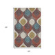 10' X 14' Brown Rust And Teal Ogee Washable Area Rug With UV Protection