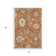 3' X 5' Rust Ivory And Gray Floral Medallion Washable Area Rug With UV Protection