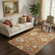 5' X 8' Rust Ivory And Gray Floral Medallion Washable Area Rug With UV Protection
