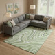 9' X 12' Artichoke Green And Ivory Marble Washable Area Rug With UV Protection