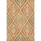 3' X 5' Orange Green And Ivory Diamond Washable Area Rug With UV Protection