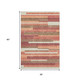 3' X 5' Coral Taupe And Orange Striped Washable Area Rug With UV Protection