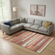 8' X 10' Coral Taupe And Orange Striped Washable Area Rug With UV Protection