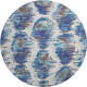8' Blue Brown And Ivory Diamond Washable Round Rug With UV Protection