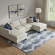 9' X 12' Blue Brown And Ivory Diamond Washable Area Rug With UV Protection