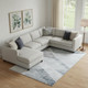 9' X 12' Sky Blue Gray And Silver Geometric Washable Area Rug With UV Protection