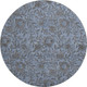 8' Blue And Gray Floral Washable Round Rug With UV Protection