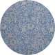8' Denim Blue And Taupe Floral Washable Round Rug With UV Protection