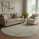 8' Taupe Gray And Beige Southwestern Washable Round Rug With UV Protection