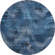 8' Blue Ivory And Charcoal Abstract Washable Round Rug With UV Protection