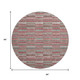 8' Red Beige And Copper Striped Washable Round Rug With UV Protection