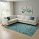 8' X 10' Teal And Gray Floral Washable Area Rug With UV Protection