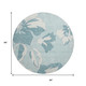 8' Teal And Ivory Floral Washable Round Rug With UV Protection
