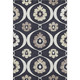 10' X 14' Black And Ivory Medallion Washable Area Rug With UV Protection