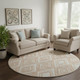 8' Peach And Ivory Geometric Washable Round Rug With UV Protection