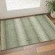 3' X 5' Artichoke Green And Beige Striped Washable Area Rug With UV Protection