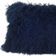 17" Navy Blue Genuine Tibetan Lamb Fur Pillow With Microsuede Backing