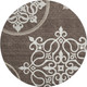8' Chocolate And Ivory Floral Medallion Washable Round Rug With UV Protection