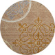 8' Terra Cotta Gray And Gold Floral Medallion Washable Round Rug With UV Protection