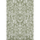 3' X 5' Fern Green And Beige Floral Washable Area Rug With UV Protection