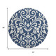 8' Navy Blue And Ivory Floral Washable Round Rug With UV Protection